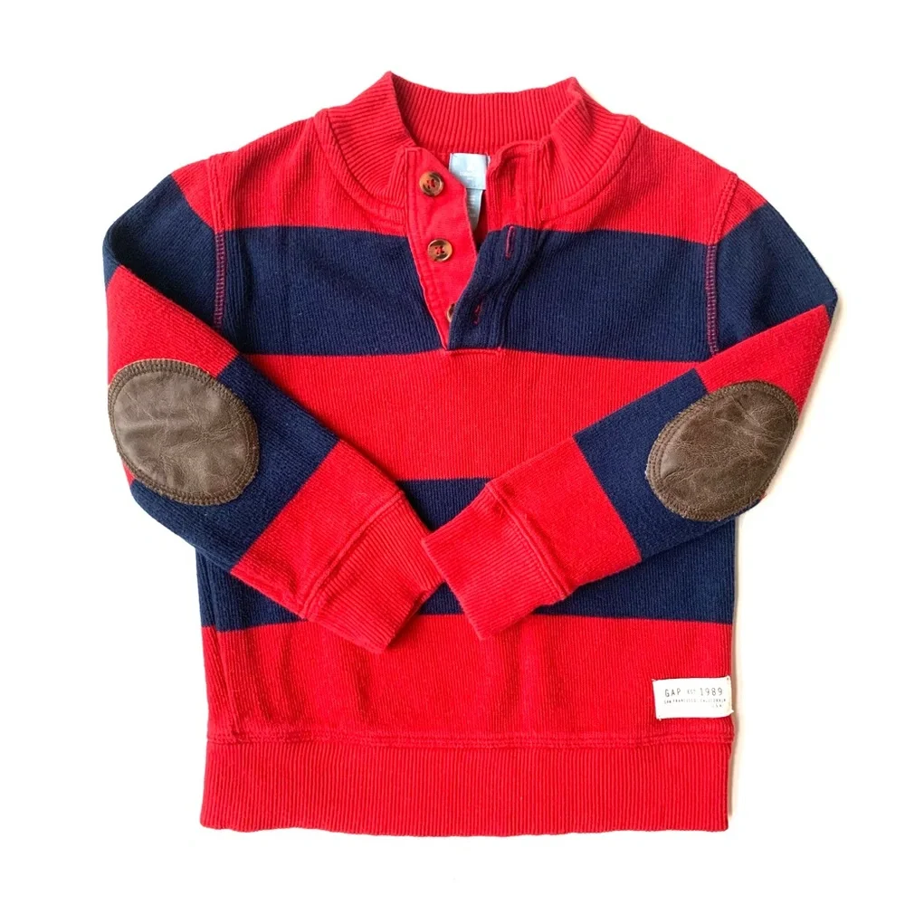 GAP Toddler Boy 4T Striped Henley Sweatshirt